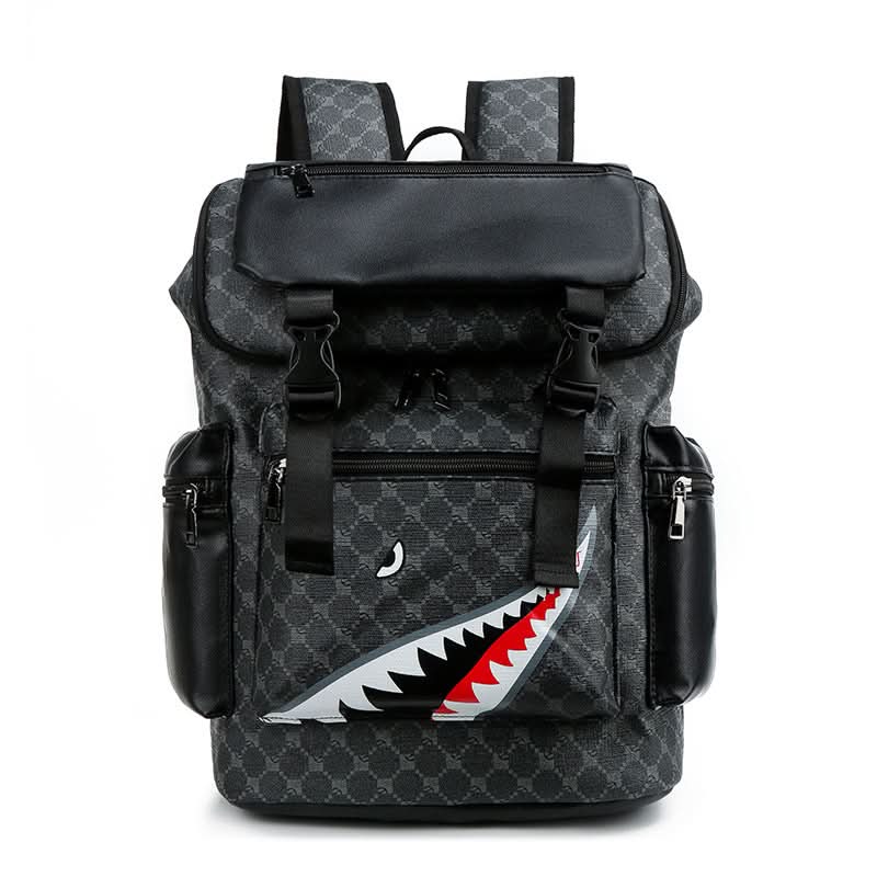 Men's Plaid Oxford Backpack – Shark Face Design