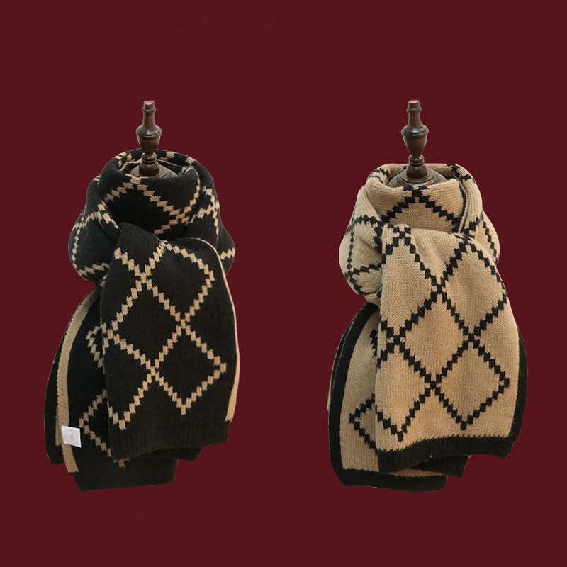Reversible Korean Knitted Wool Scarf for Women - Warm Winter