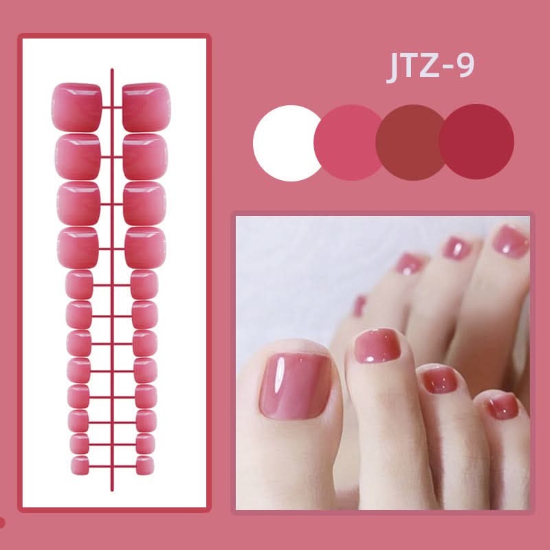 Glossy Toenail Nail Stickers – 24-Piece Finished Fake Nails Set