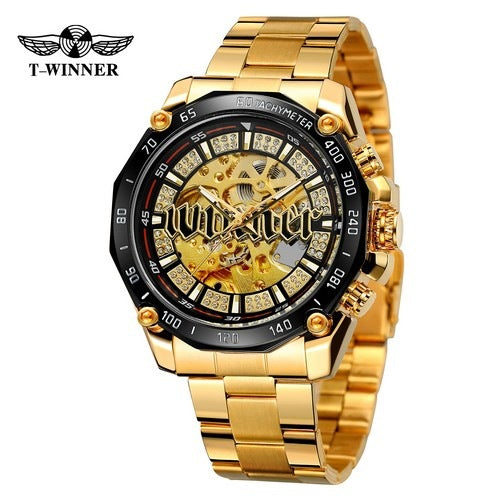 T-Winner Luxury Skeleton Automatic Mechanical Watch for Men – Fashionable Timepiece