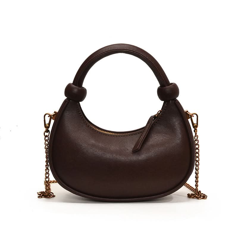 Women’s Crescent Shoulder Handbag – Retro PU Chain Messenger Bag