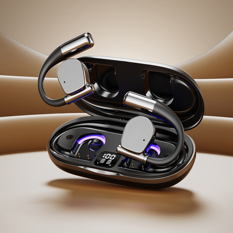 Open-Ear Bluetooth 5.4 Headset with UV Sterilization – IPX4 Waterproof Ear-Clip Earbuds