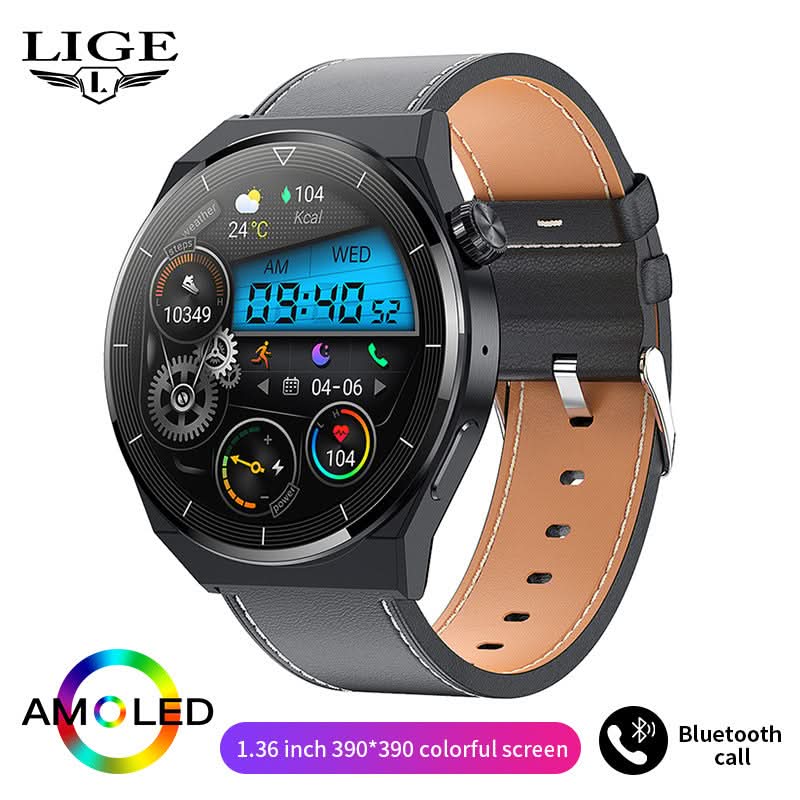 Men’s Round Dial Smart Watch with Bluetooth Calling – Health & Fitness Tracker