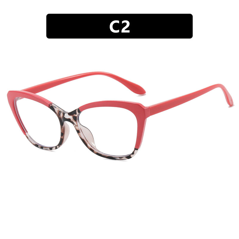 Cat-Eye Anti-Blue Light Glasses for Women – Contrast Color Butterfly Frame, Flat Lens