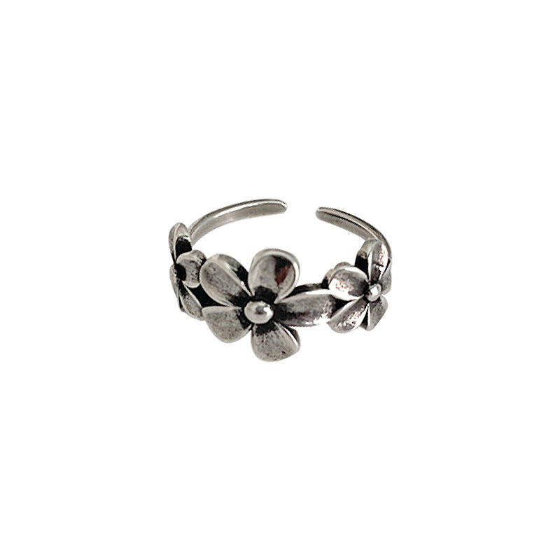 Vintage Flower Open Ring for Women – Adjustable Silver & Gold Retro Statement Jewelry