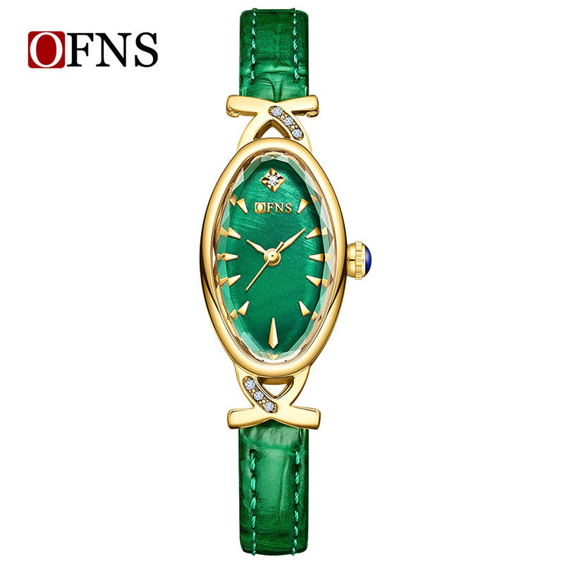 OFNS Women’s Quartz Watch – Unique Oval Dial, Waterproof Leather Strap Timepiece