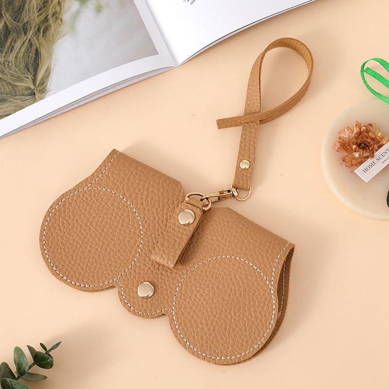 PU Leather Sunglasses Case – Portable Eyewear Pouch with Lanyard & Protective Clip