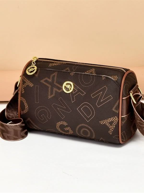 Women's Trendy Plaid Texture Boston Bag With Zipper Closure