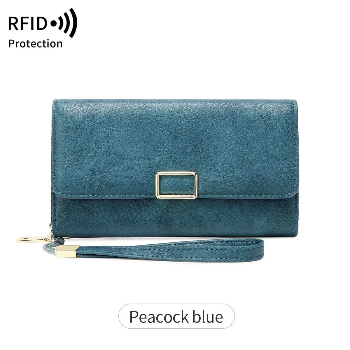 Women's RFID Blocking PU Leather Tri-Fold Wallet – Retro Clutch Bag