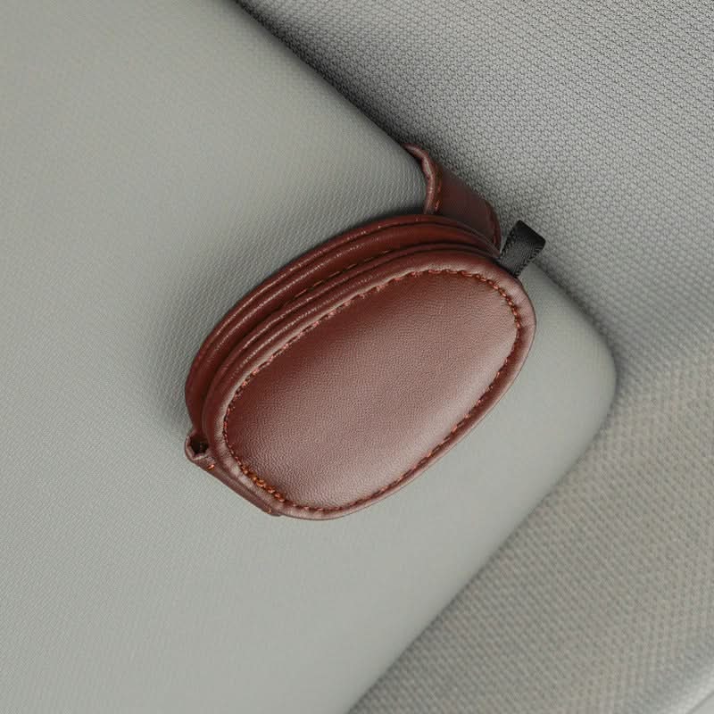 Leather Car Sun Visor Glasses Clip Holder – Oval Shape