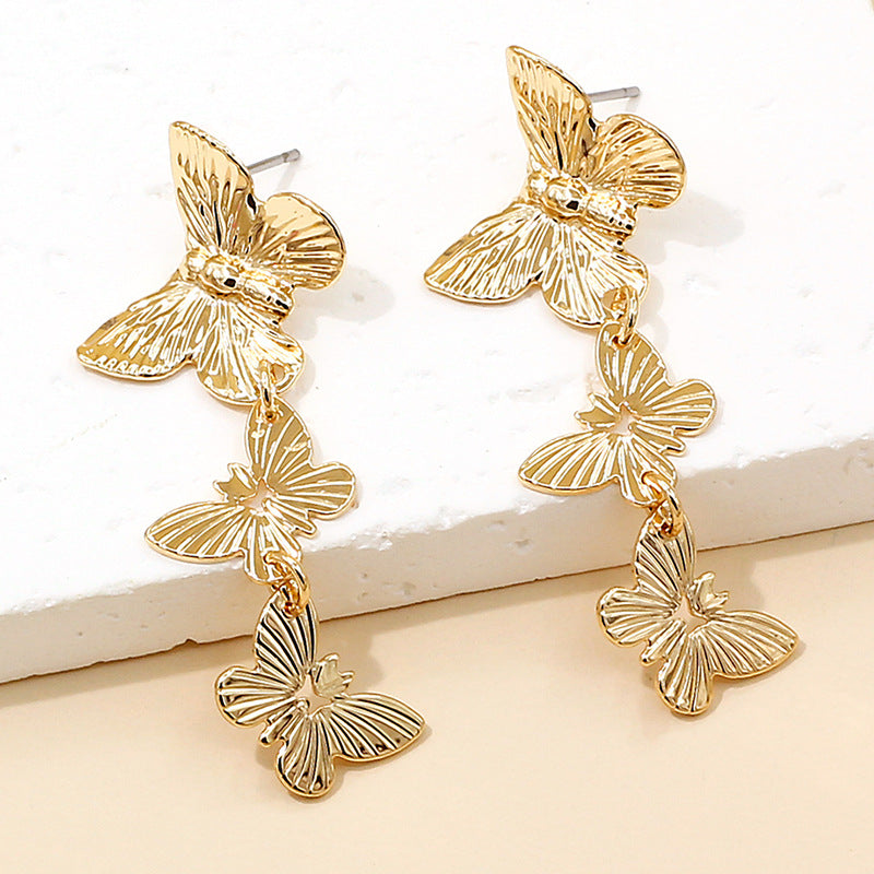 Women’s Butterfly Earrings – Gold Alloy Nature-Inspired Statement Jewelry