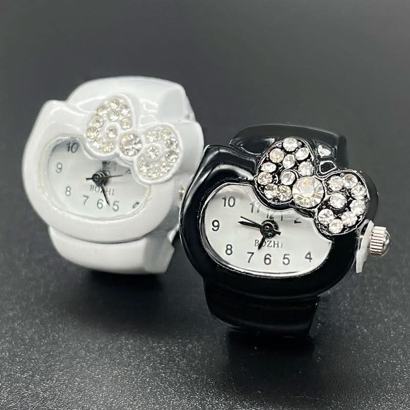 Women's Diamond Ring Watch – Elegant Quartz Finger Watch