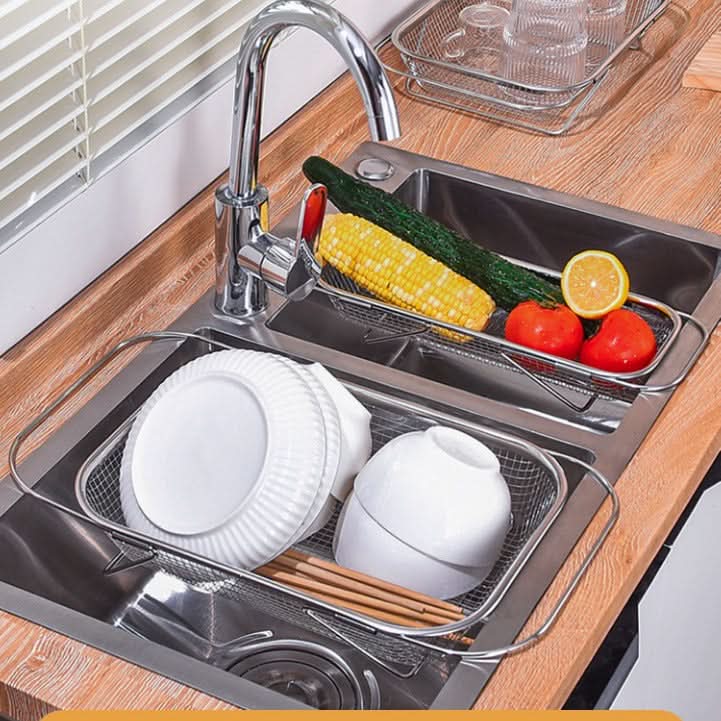 Retractable Stainless Steel Sink Drain Basket Rack