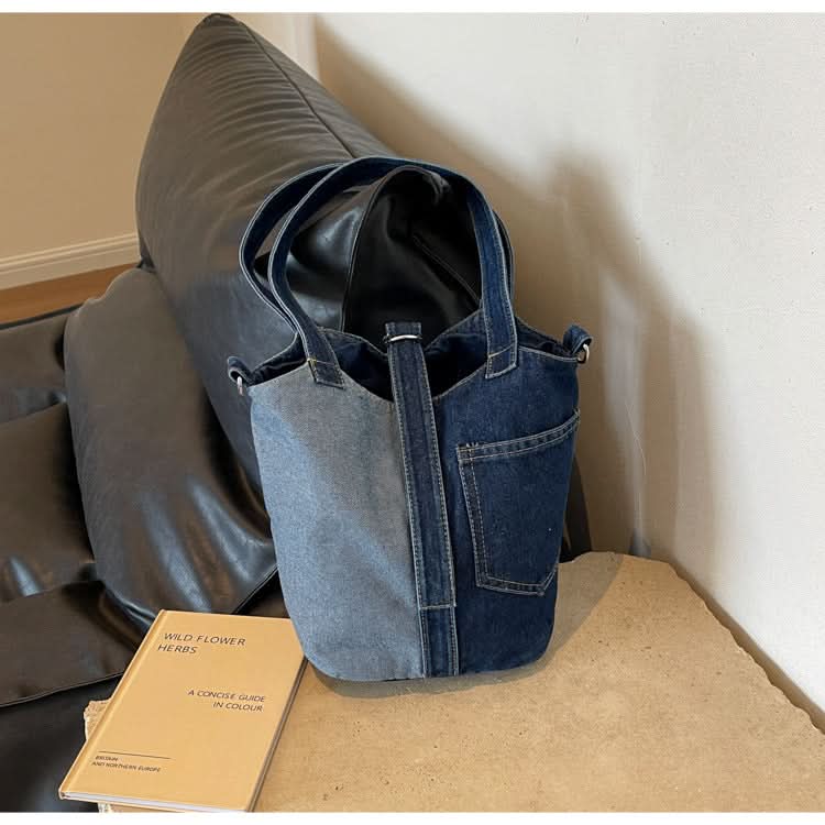 Denim Bucket Messenger Bag for Women – Korean Style Canvas Shoulder Handbag