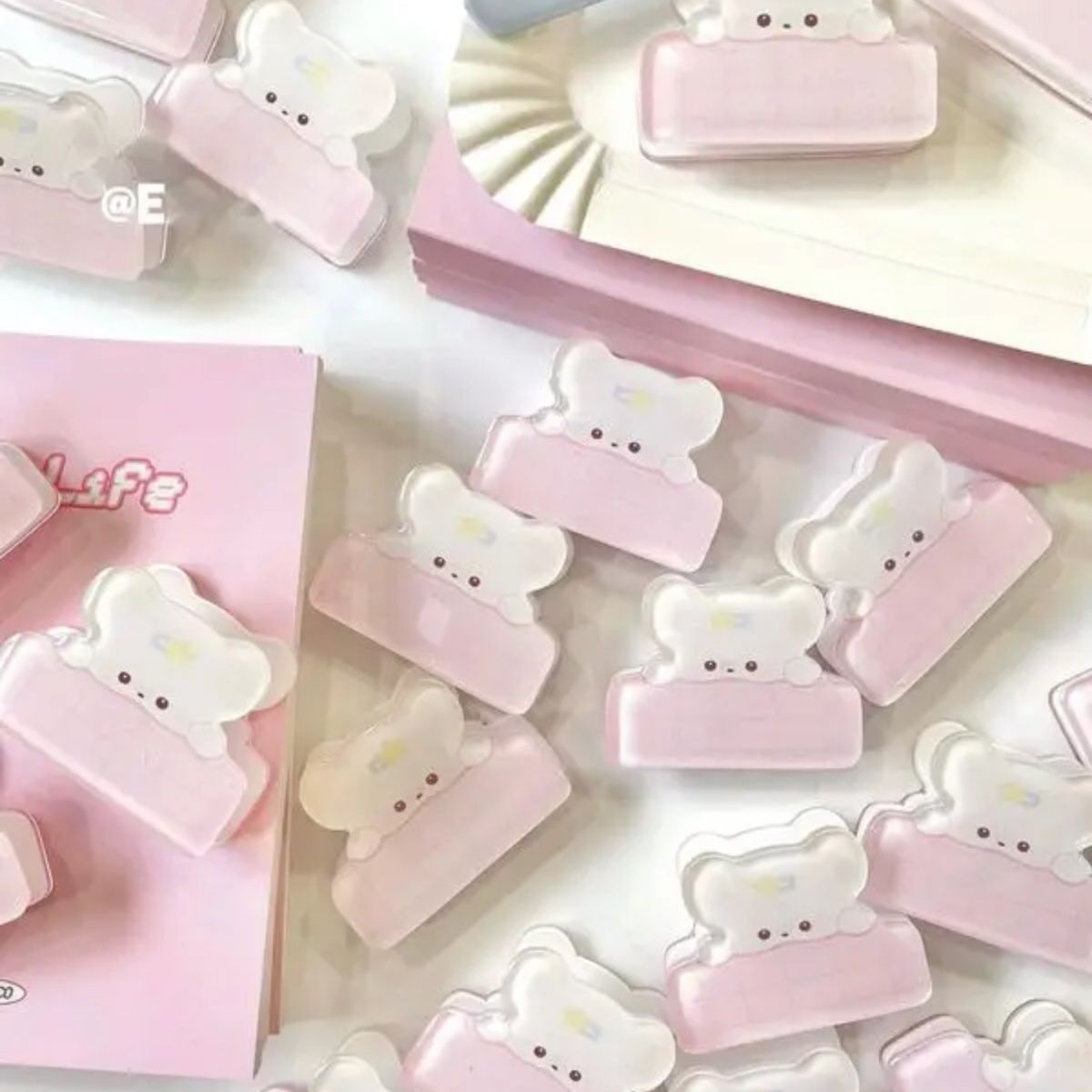 Cute Acrylic Rabbit Paper Clip – Jelly Style Stationery for Students
