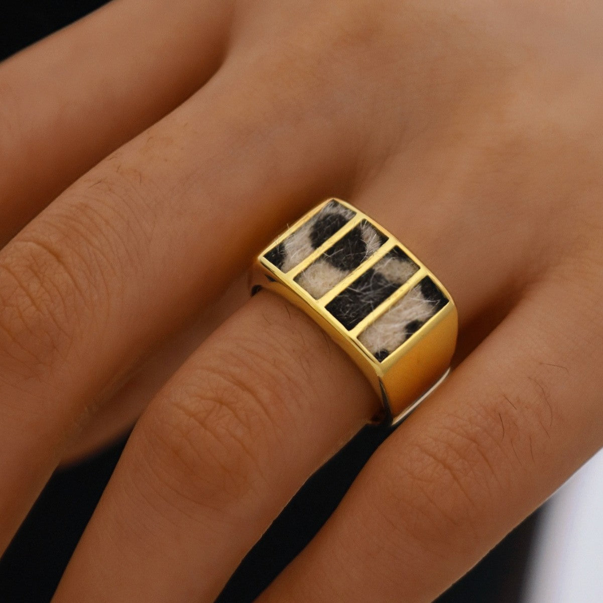 Leopard Print Gold Ring – Retro Stainless Steel Open Ring for Women