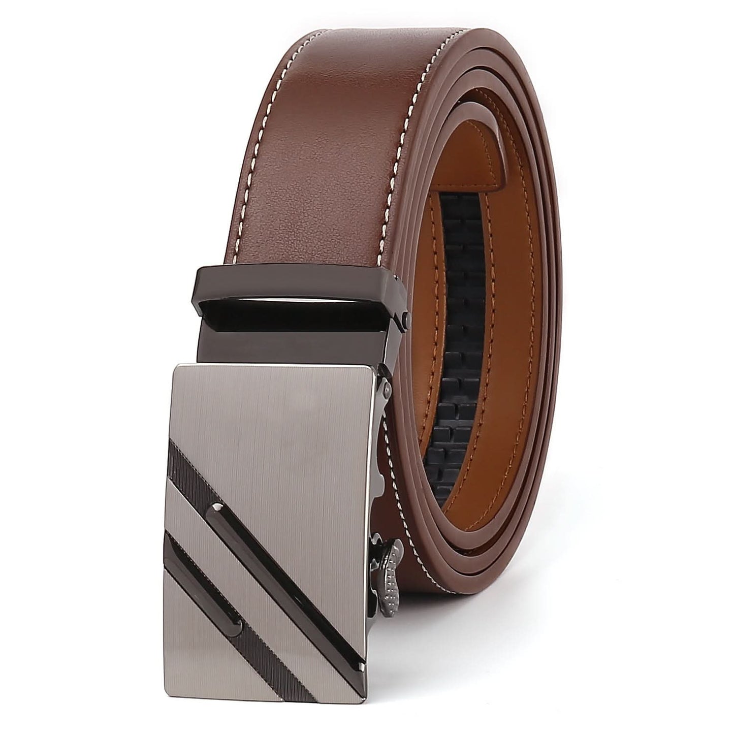 Men's Leather Automatic Buckle Belt - Black