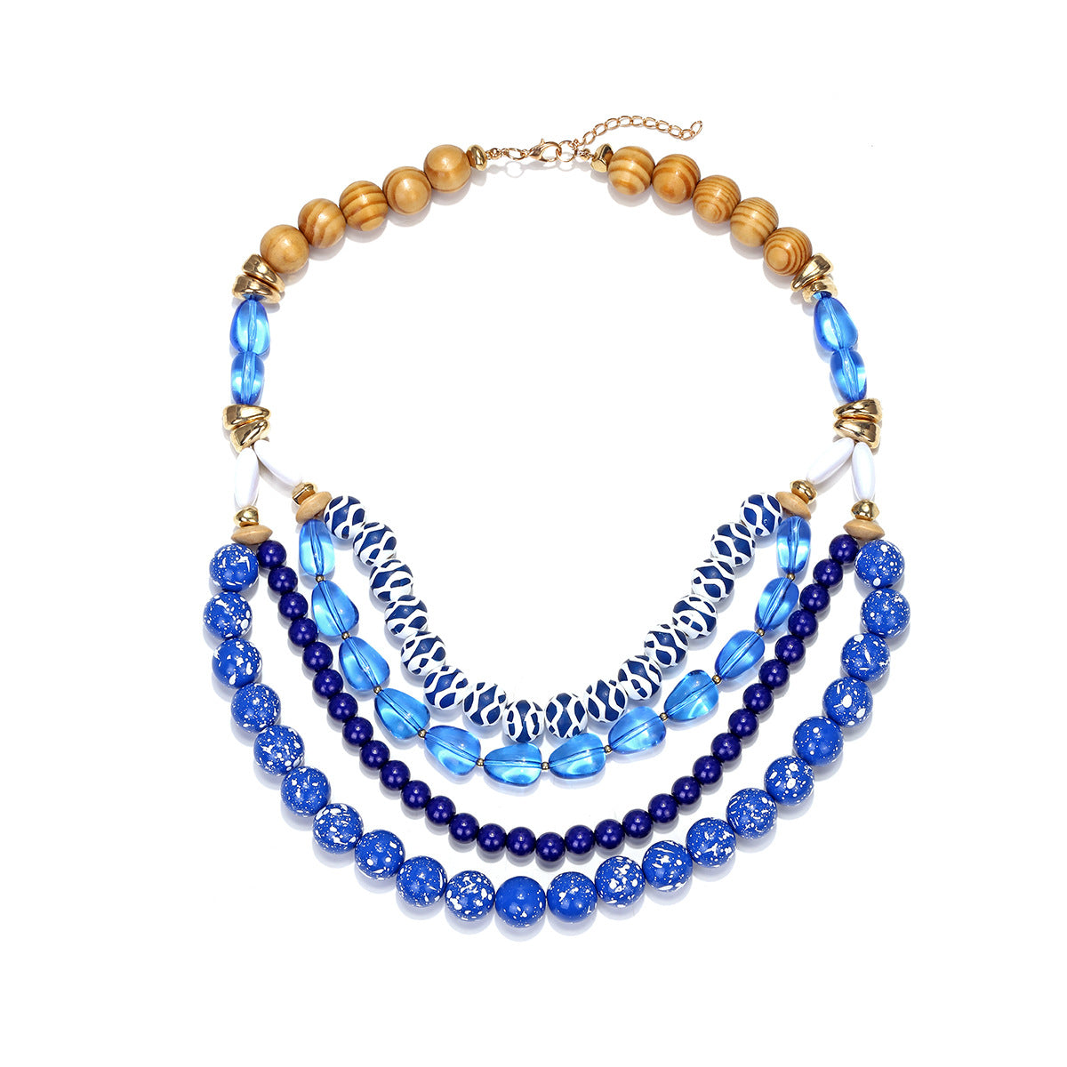 Bohemian Blue Beaded Layered Necklace – Fashion Statement Jewelry for Women