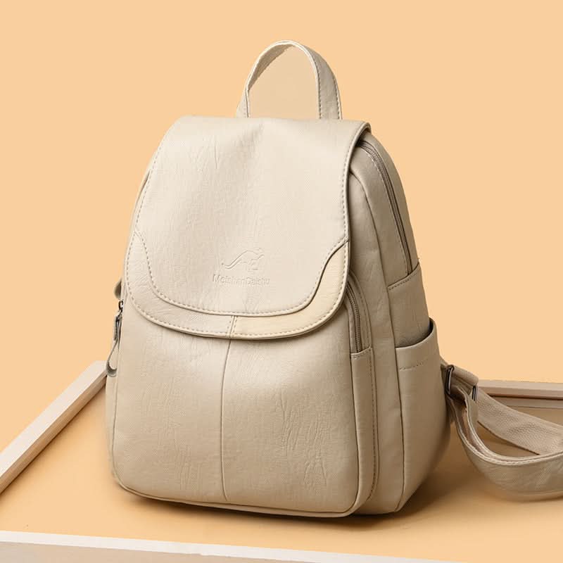 Women's Soft Leather Backpack – With Hidden Zipper Pockets
