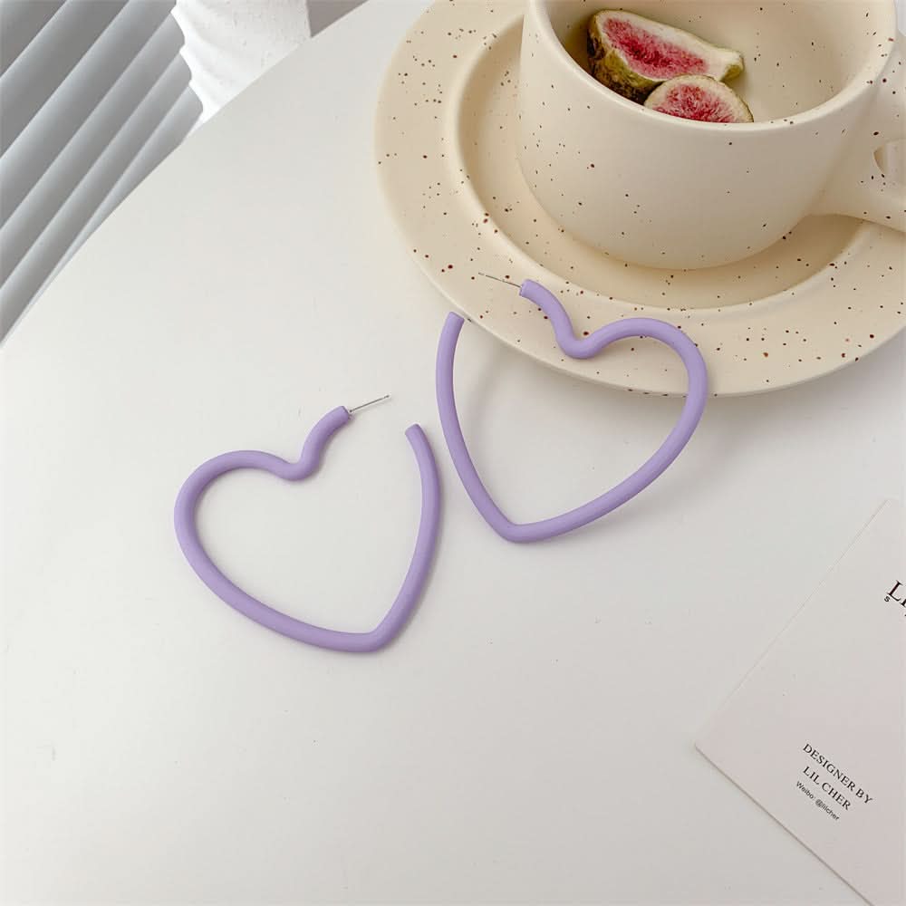 Candy Color Love Earrings - Acrylic Open Hoop for Women