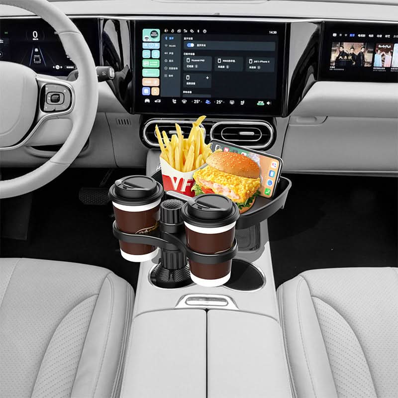 Car Tray and Phone Holder – Multifunctional In-Car Food, Cup Storage Plate, 3kg Capacity