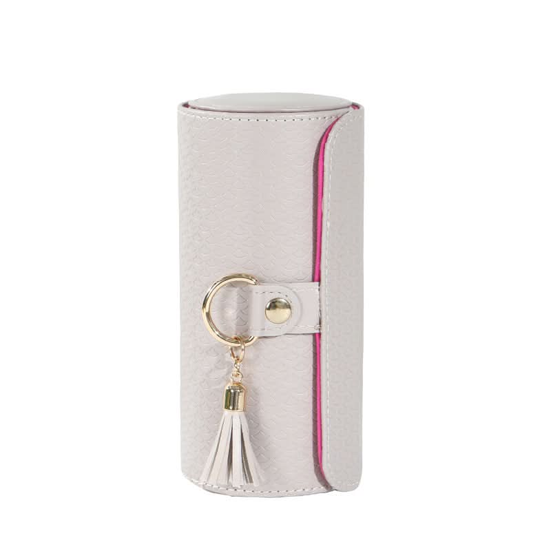 Portable Cylindrical PU Leather Jewelry Box
