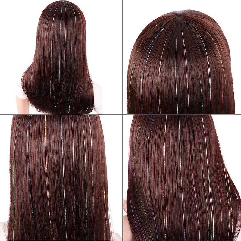 Classic Tinsel Hair Extensions – Long Sparkly PET Strands, 50cm Glitter Highlights (Set of 2)