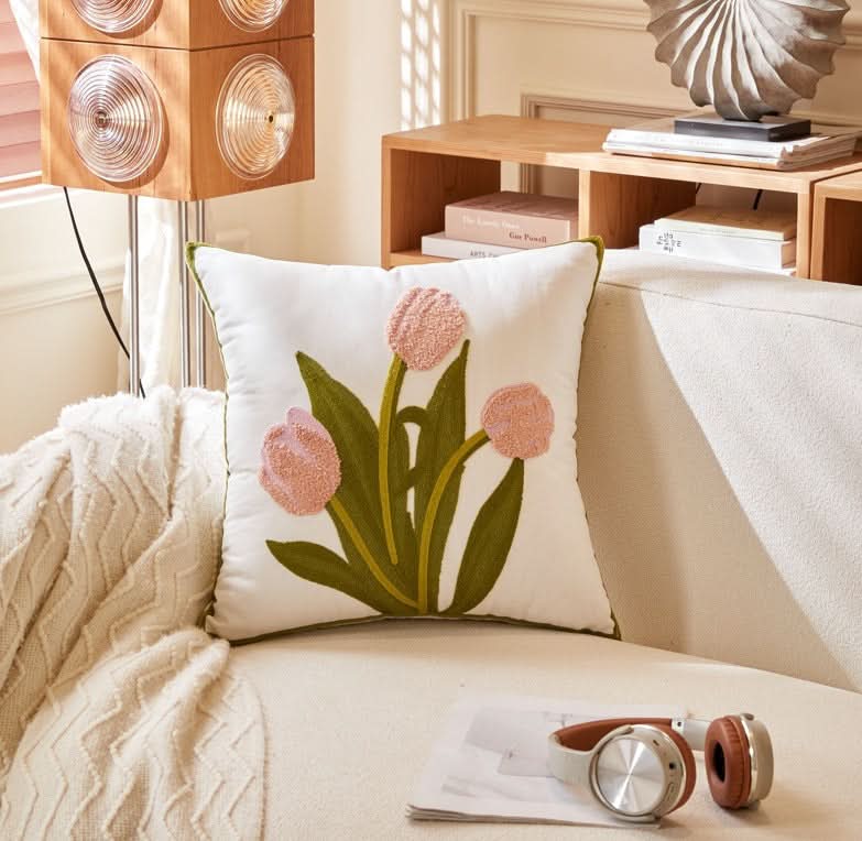Pastoral Style Embroidered Flower Pillowcase