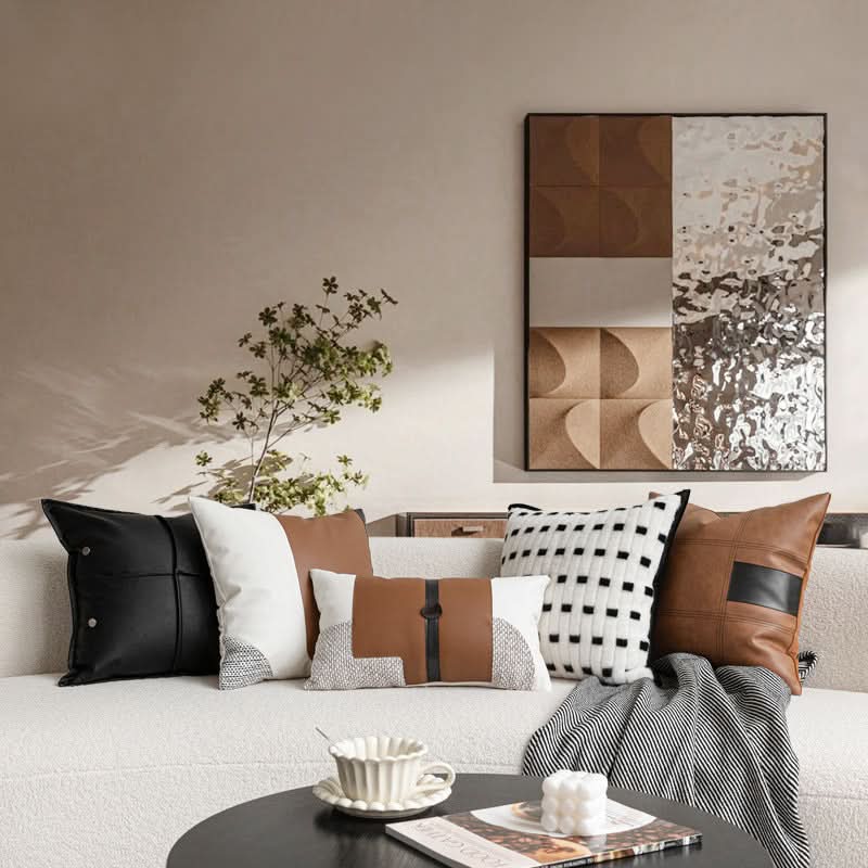 High-End Light Luxury Modern Leather Pillow Cover