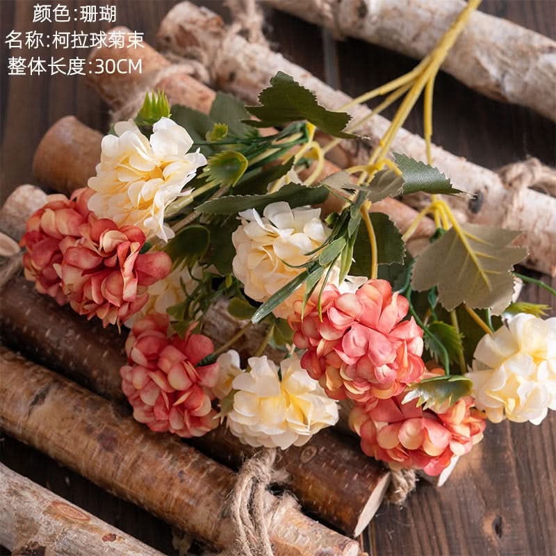Set of 2 pcs. Ball Chrysanthemum Artificial Flower Bunch