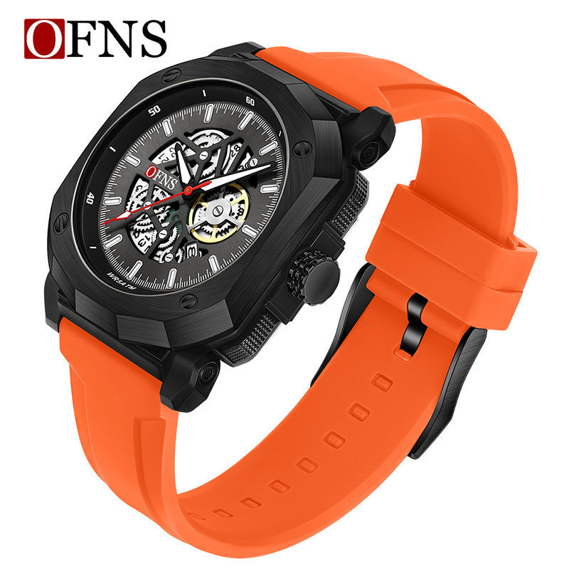 OFNS Men’s Square Quartz Watch – Luminous Hands, Calendar & Waterproof Design