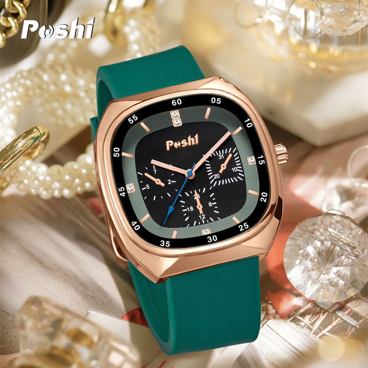 Unisex Casual Style Square Quartz Watch – Silicone Strap, 24-Hour Display