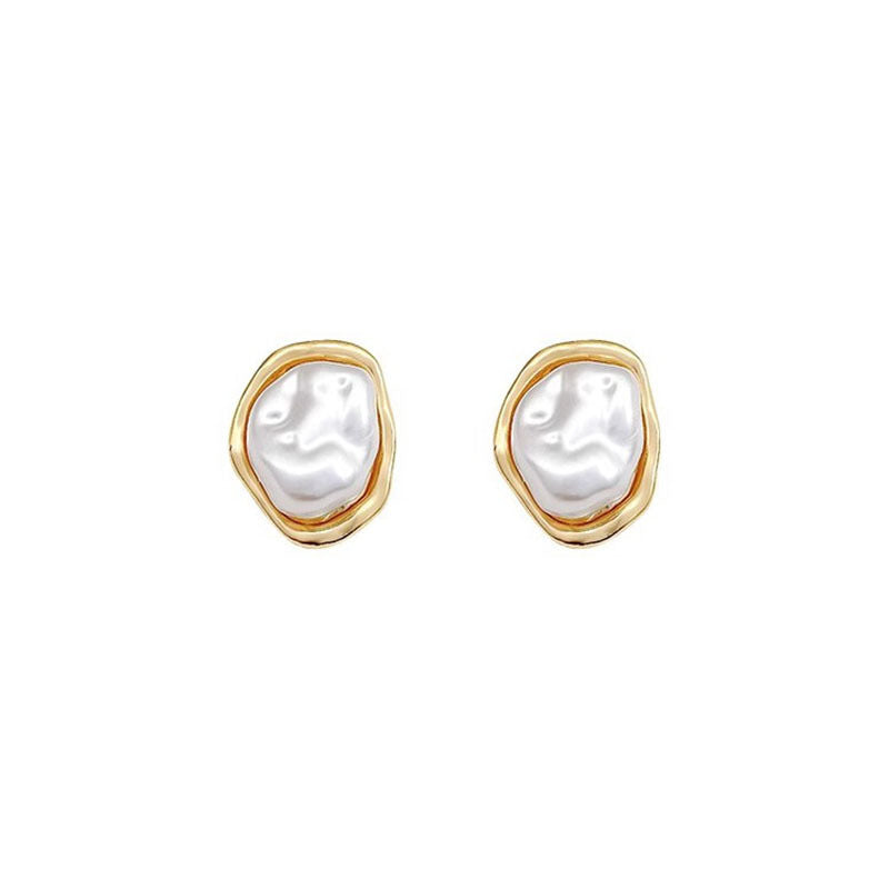 Baroque Pearl Earrings for Women – French Retro Silver Needle