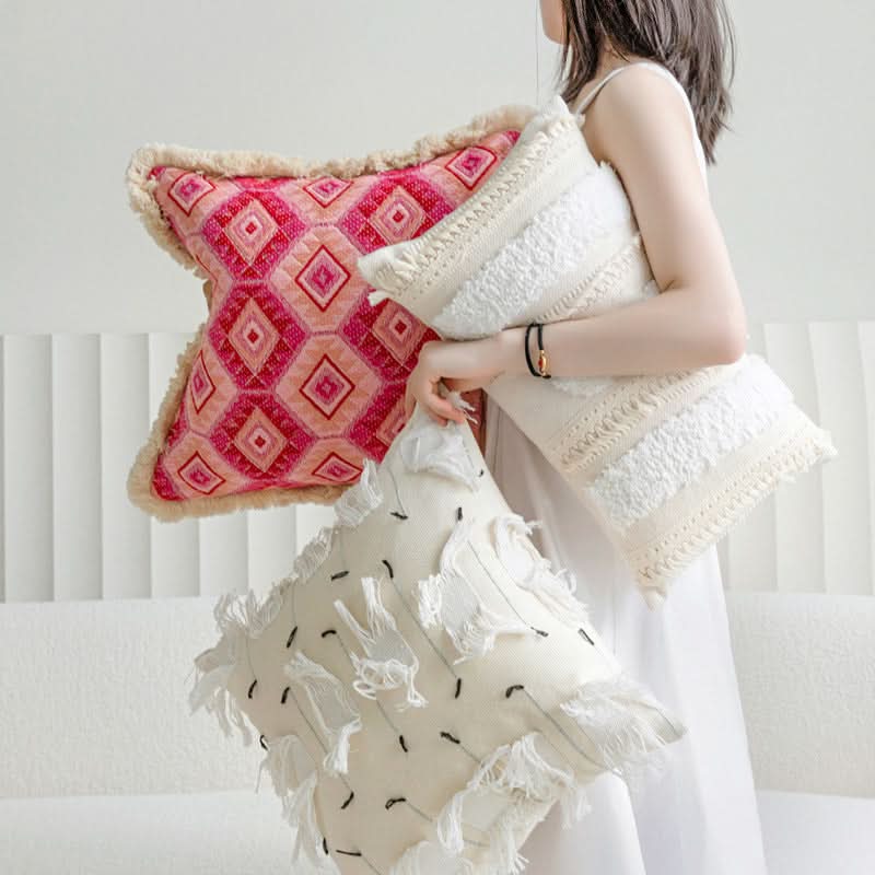 Rose Red Jacquard Girl Style Pillowcase
