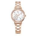 SK Women’s Diamond Quartz Watch – Stainless Steel Strap, Round Dial, 30M Waterproof