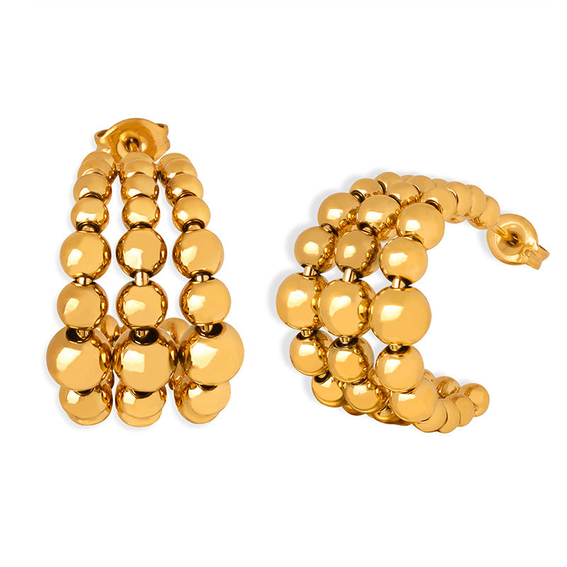 Geometric Hoop Earrings for Women – Titanium Steel, Layered Design