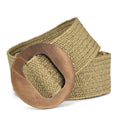 Women's Woven Elastic Belt – Stretch Waistband with Wooden Buckle