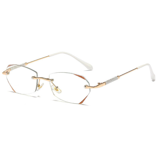 Frameless Diamond-Cut Reading Glasses – Anti-Blue Light Butterfly Frame for Women