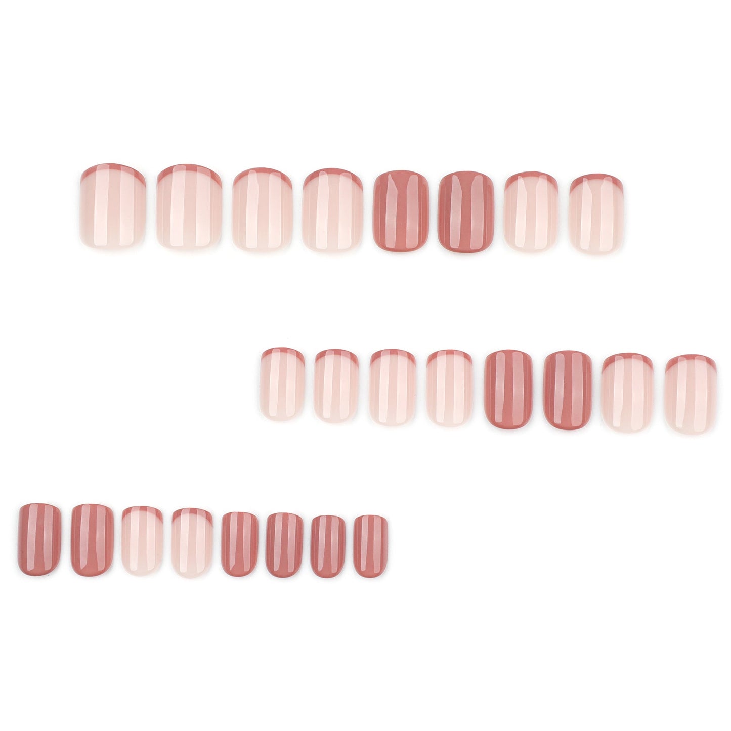 Glossy French Tip Press-On Nails – Short Square Nude & Mauve