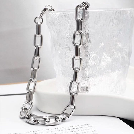 Men's Trapezoid Necklace – Titanium Steel Twist Chain