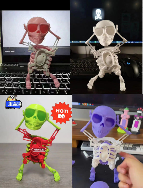 Dancing Skeleton Skull Toy – 3D Printed TikTok Trend Clockwork Figurine