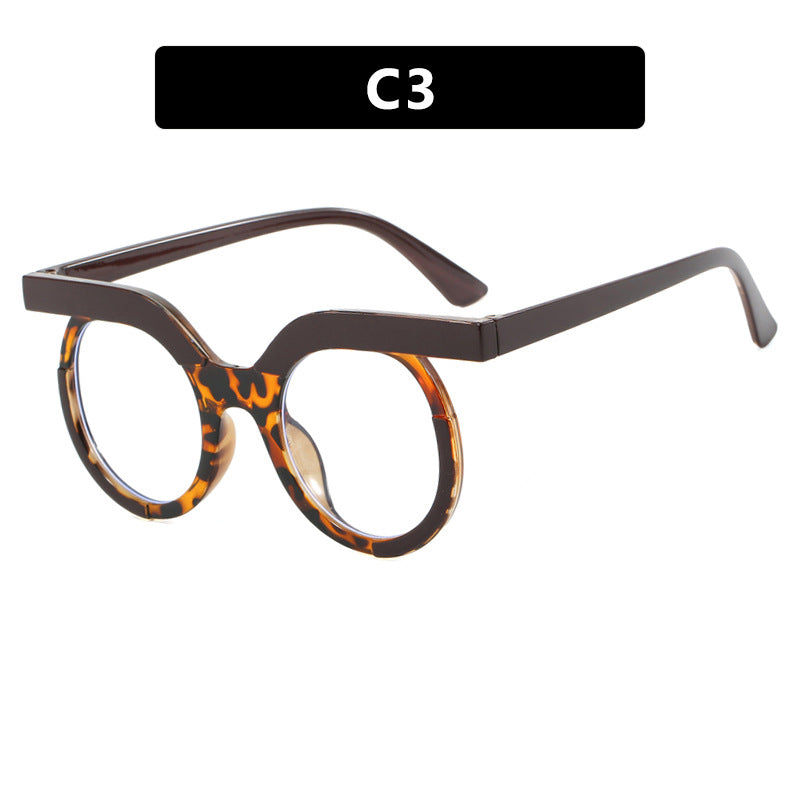 Round Owl Blue Light Blocking Glasses for Women – European Style Flat Mirror Frame