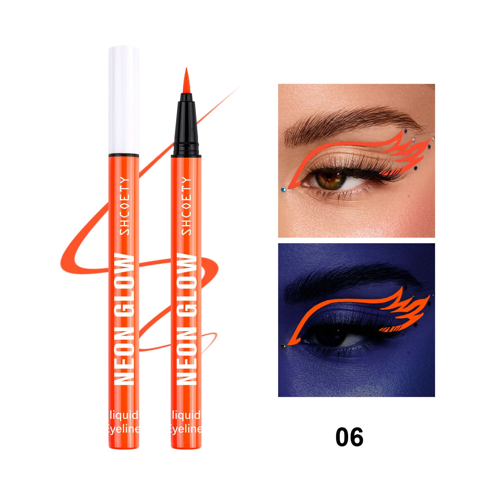 SHCOETY 8-Color Fluorescent Liquid Eyeliner – Glow-in-the-Dark, Waterproof