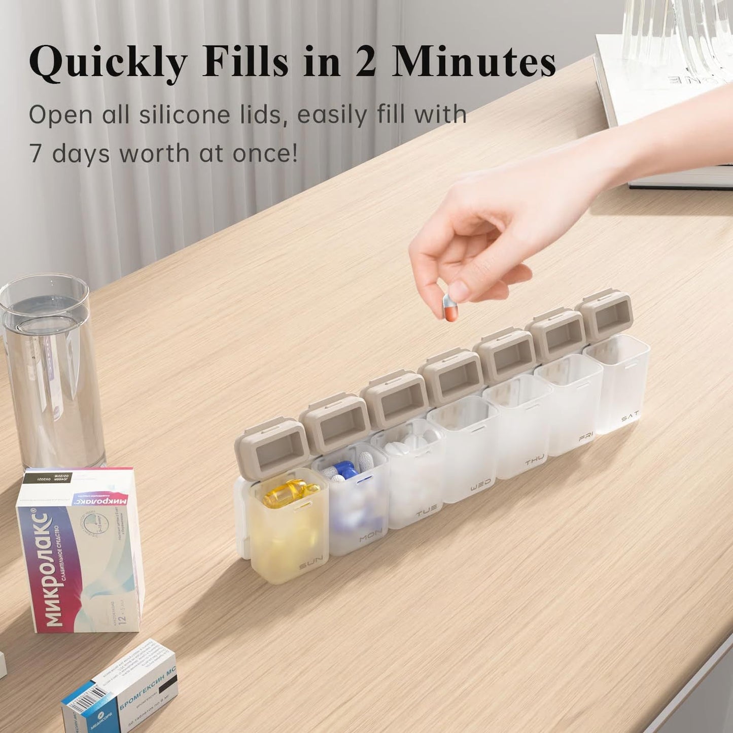 Magnetic Weekly Pill Organizer – Compact ABS Medicine Box for Daily Sorting & Storage