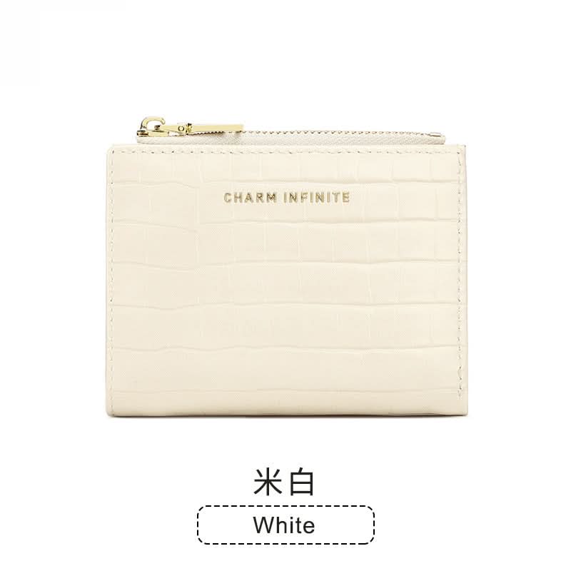 Women's Crocodile Pattern Leather Wallet – Compact Zippered Coin Purse