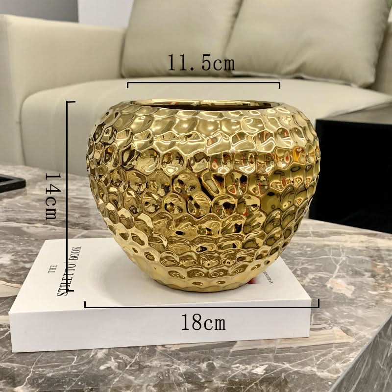 Elegant Golden Ceramic Phalaenopsis Orchid Pot