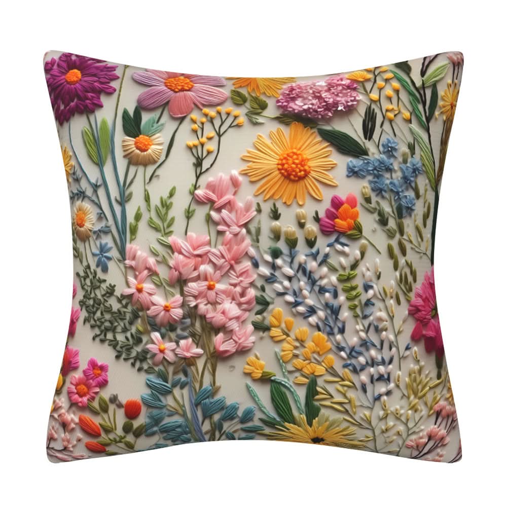 3D Imitation Embroidery Flower Pillow Cover