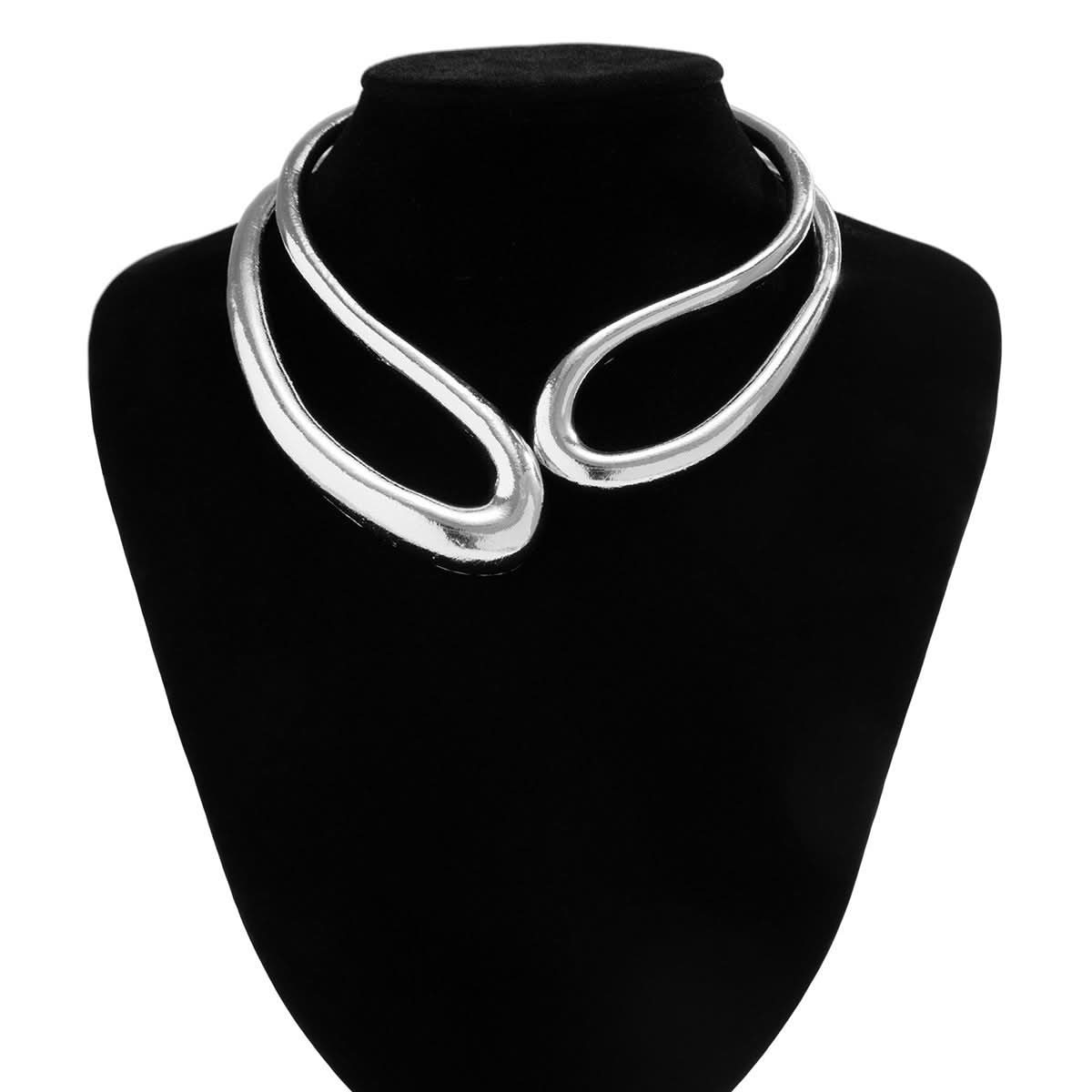 American U-Shaped Twisted Chain Choker Necklace & Bracelet For Women