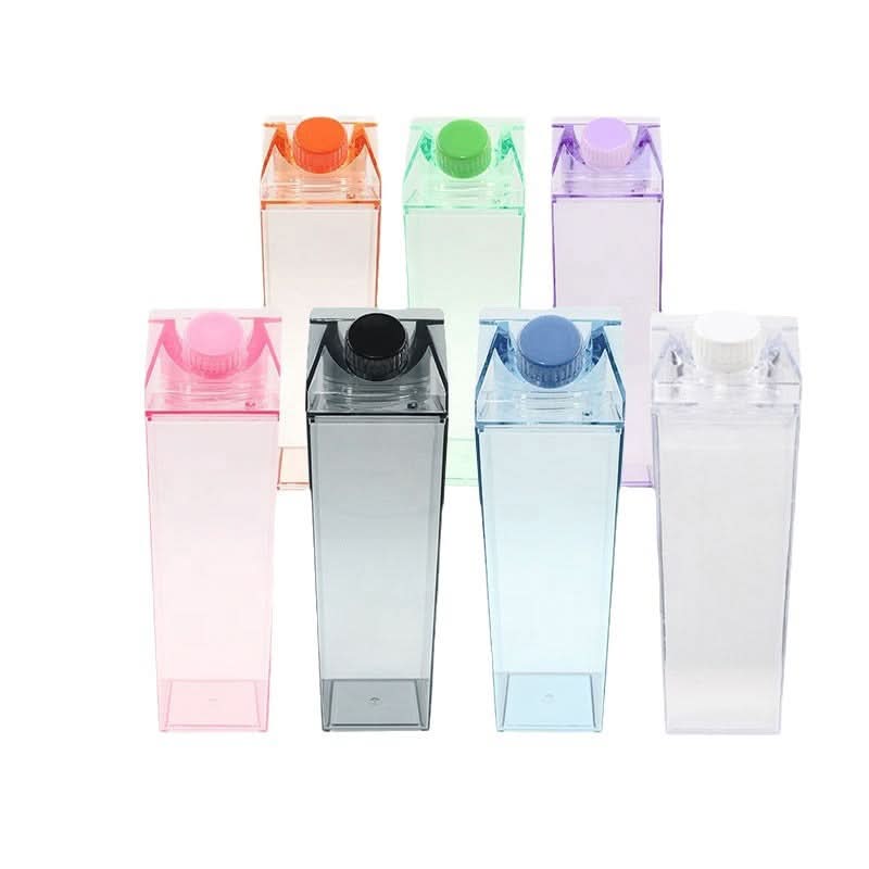 Transparent Square Milk Cup -Japanese Style Plastic Drink Cup