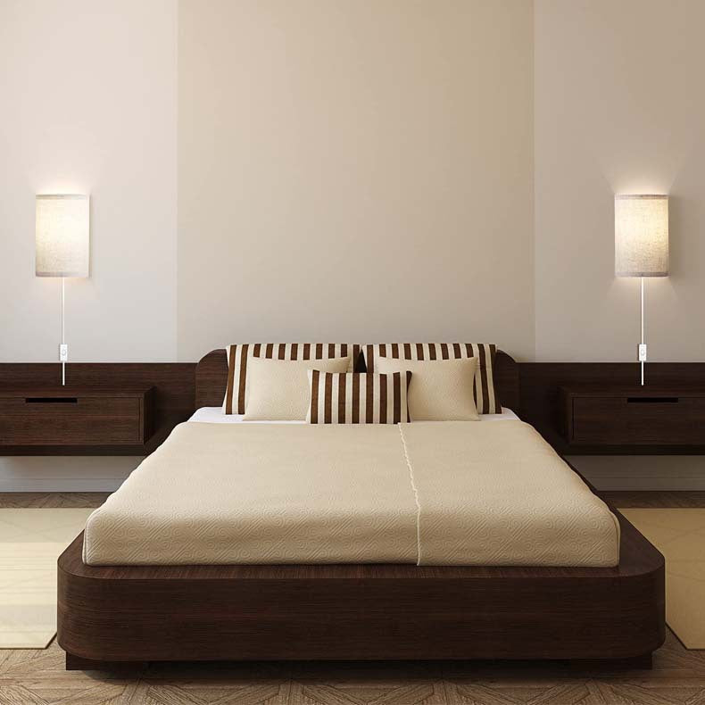 Nordic Fabric Wall Lamp – Modern D-Shaped LED Light for Bedroom
